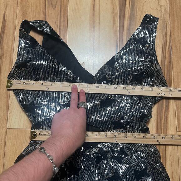 NASTY GAL NWT Star Sequin Jumpsuit Size 8 Benson Boone Glam Rock Festival Rave - Picture 2 of 6